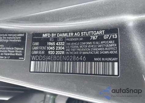 2014 Mercedes-Benz Cla 250 z USA, uszkodzony, nr VIN WDDSJ4EB0EN028646